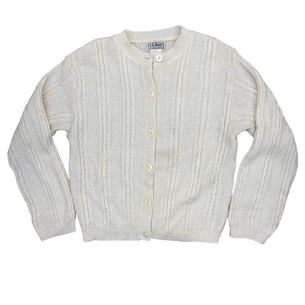 Vintage 90s L.L. Bean Mohair Blend Cardigan Sweater Women's Large Cream Ivory - Picture 4 of 5